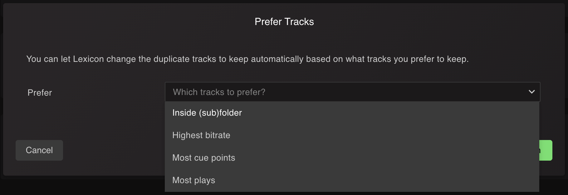 Prefer tracks