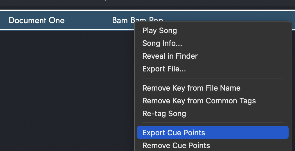 Export Cue Points